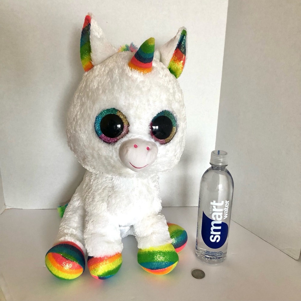 Ty Large 16" Beanie Boos Pixy Unicorn Plush Rainbow Stuffed Animal Glitter Eyes